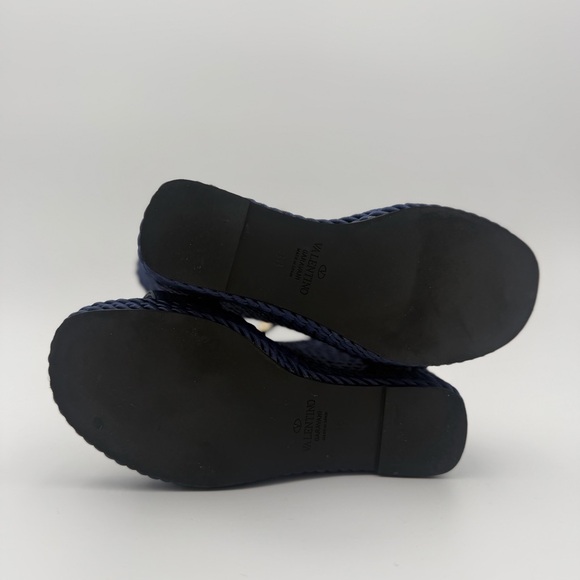 VALENTINO GARAVANI ROCKSTUD ROPE WEDGE SANDALS – NAVY - Picture 6 of 6